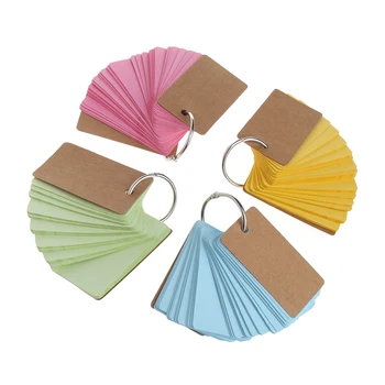 

230 sheets Creative Candy Color Buckle Binder Notes Portable Flash Cards Memo Pads Cute Stationery DIY Blank Card Random color