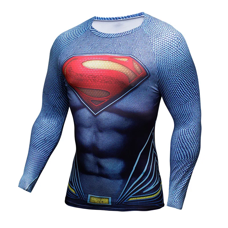 Компрессионная рубашка Бэтмен против Супермена с 3D принтом Футболки мужские реглан с длинным рукавом Косплей Костюм Одежда Мужской Топ для фитнеса