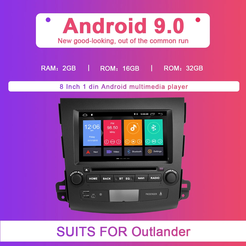 Top Xonrich 2 Din Android 9.0 Car Multimedia Player For Mitsubishi Outlander 2007-2011 AutoRadio GPS Navi DVD Head Unit AudioWifi 4G 3