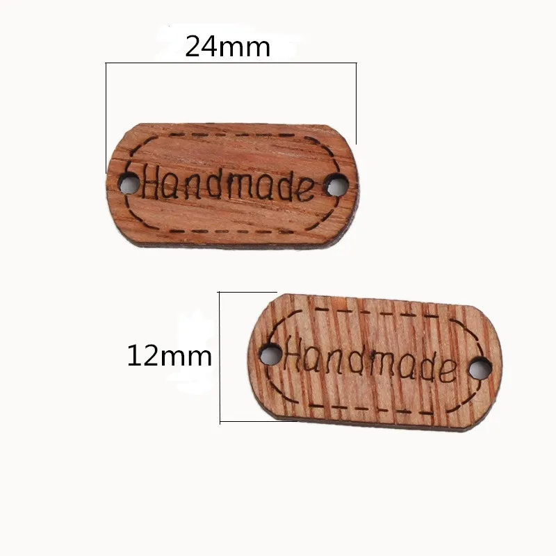 50 шт. темно-коричневые деревянные бирки-соединители ручной работы прямоугольные овальные украшения DIY ремесло украшения с 2 отверстиями кнопка