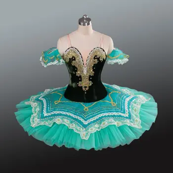 

2016 New Adult Blue Green Color Professional Ballet Tutu Child Tutu Dress Ballet Pancake For Competition Dance Costumes AT1219