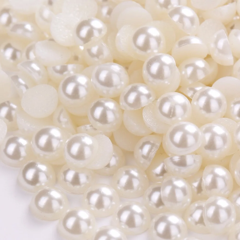 

TPSMOC Non Hotfix Pearl ABS Imitation white ivory Flatback Half Round Pearls On Costume jewelry For DIY