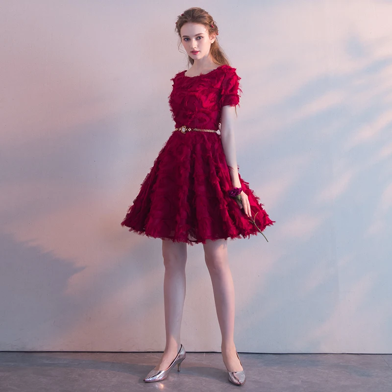 wine red cocktail dress