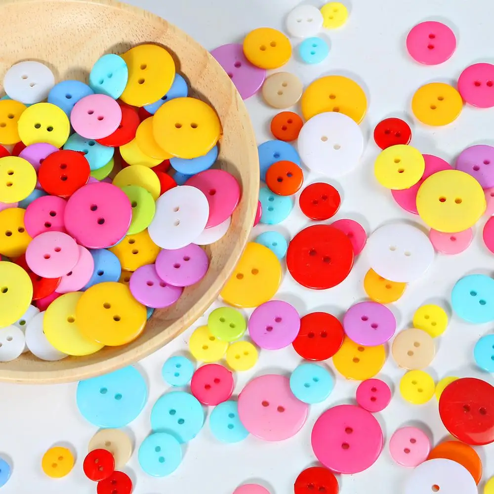 

9/10/11/12/15/20mm 2 Holes Round Shape Random Colors Garment Kids Sewing Buttons Plastic Clothes Tools Accessories