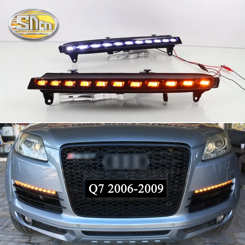  SNCN 2PCS LED Daytime Running Light For Audi Q7 2006 2007 2008 2009 Yellow Turn Signal Function 12V - 32793796060