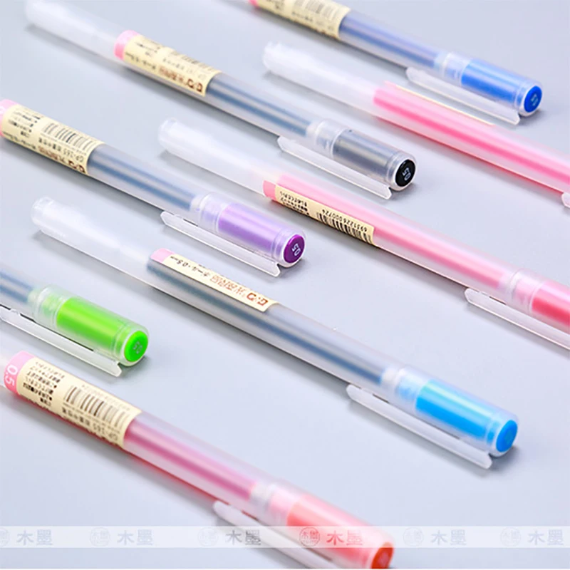 12 Colors MUJI Style 0.5mm Transparent Scrub Color Pen Colour Ink Pen Neutral Pen for School Student Office Supply for kid