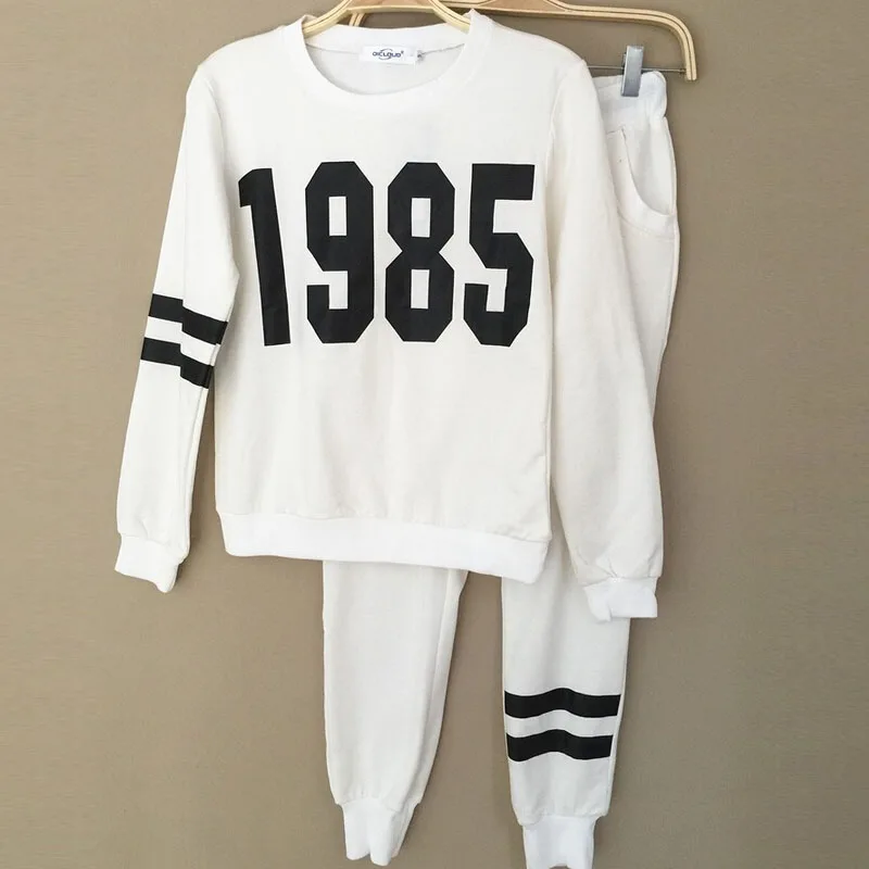 

New Fashion Brand Women Number 1985 Print Sweatshirt and Trouser 2 Piece Set Women's Tracksuit Sporting Suit Sportwear Female
