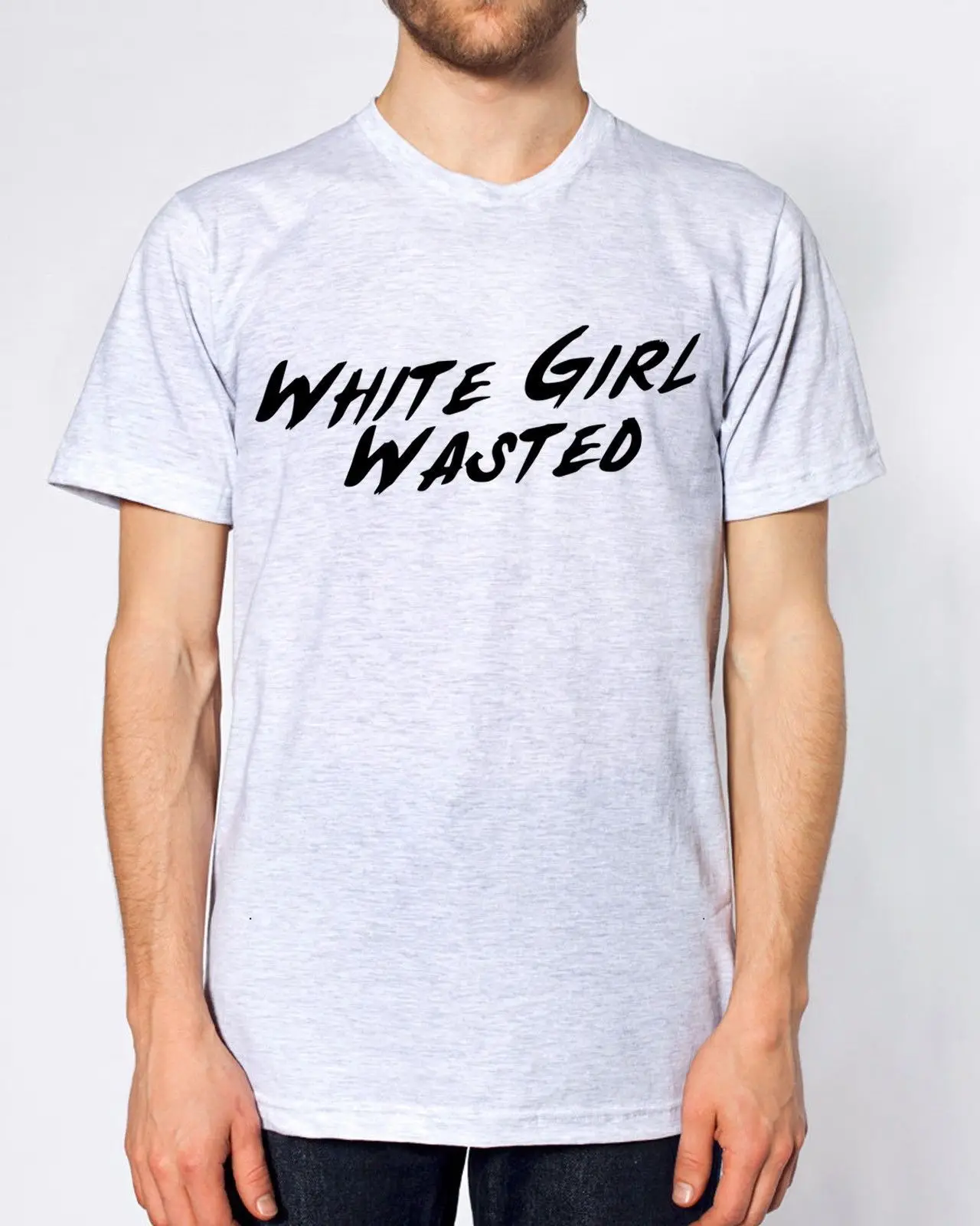 

WHITE GIRL WASTED JAGGEDTSHIRT WOMEN MEN HIPSTER SWAG FUNNY Custom Printed Tshirt,100% Cotton for Man free shipping cheap tee