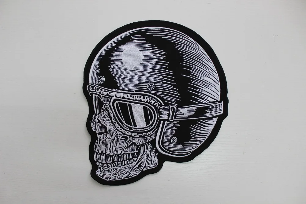 

Skull helmet Embroidery Patches Motorcycle Biker for Jacket Back 31cm * 27 cm