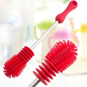 

New Arrivals Kids Milk Feeding Bottle Cleaning Brush Baby Bottle Brushes Nipple Pacifier Tube Silicon Brushes Hot Sale