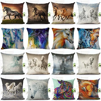 

3D Animal Printing Linen Throw Pillow Case Home Textile