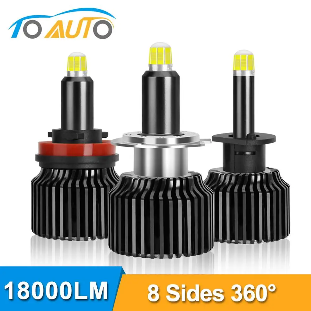 Светодиодный головной фонарь H1 H7 H8 H9 H11 9005 HB3 9006 HB4 Canbus 6000K 50 Вт 18000LM 8 сторон 48CSP 360 ° 2