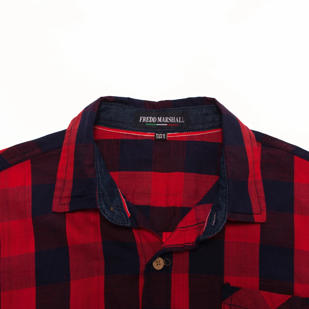 FREDD MARSHALL, Новое поступление, мужская рубашка в клетку, хлопок, длинный рукав, повседневная, модная, в деловом стиле, нарядные рубашки FM155