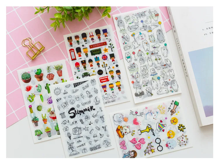 6 листов/1 упаковка Kawaii sticker s Cute Succulent Diary Planner декоративные мобильные наклейки s канцелярские Скрапбукинг DIY Craft sticker