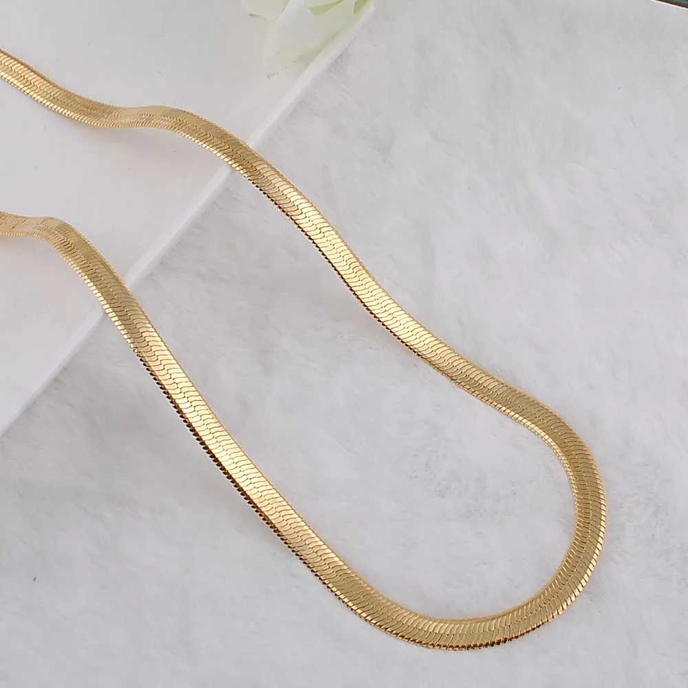 Long Chain Necklace 5MM/ 7MM Flat Snake Chain Necklace Christmas