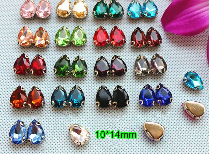 30 pcs-10*14mm 물방울 모양 비즈, 반짝 이는 faceted 크리스탈 유리 구슬 장식, 느슨한 구슬에 바느질