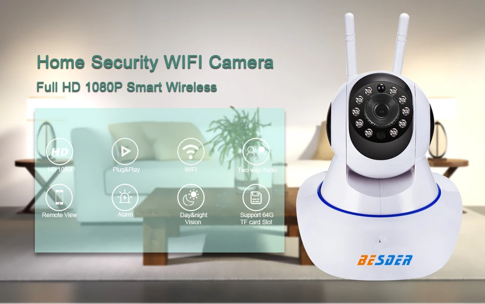 Беспроводная ip-камера besder, 1080 P, WiFi, сетевая безопасность, ночное видение, аудио, видео, видеонаблюдение, CCTV камера, P2P ICSee, детский монитор