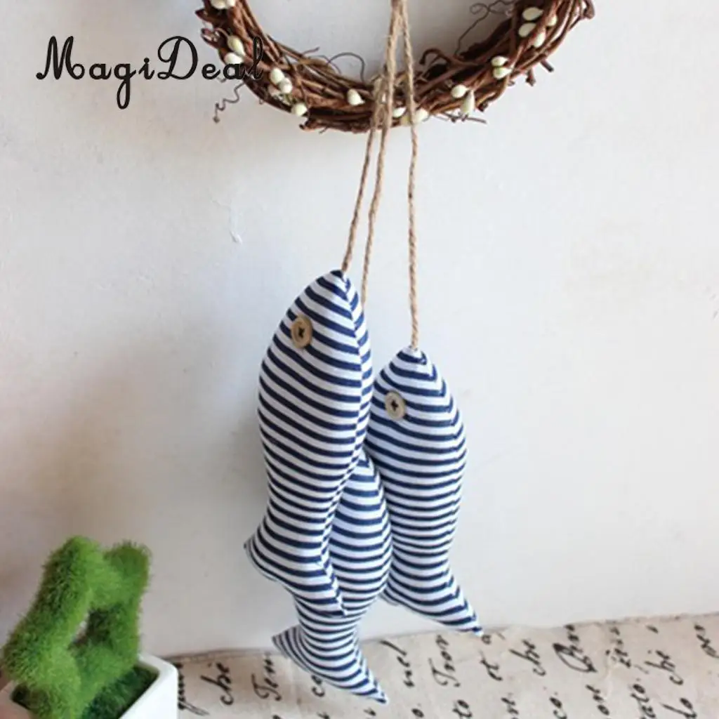 6x Mediterranean Style Hanging Cotton Fish for Seaside Lodge Home Party Restaurant Decoration