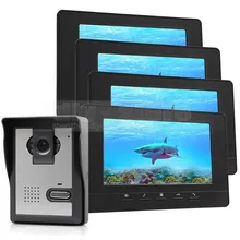 DIYSECUR 7inch Video Intercom Video Door Phone Doorbell 600 TVLine IR Night Vision Camera 4 Monitors 800 x 480 Black