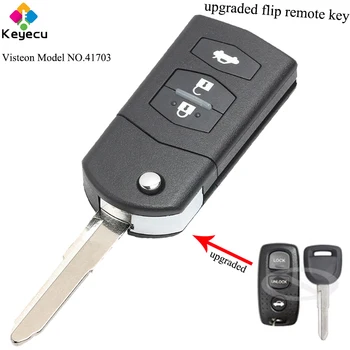 

KEYECU Upgraded Flip Remote Car Key - 3 Buttons & 433MHz & 4D63 Chip - FOB for Mazda MX5 MK2.5 2000-2005 Visteon Model NO. 41703