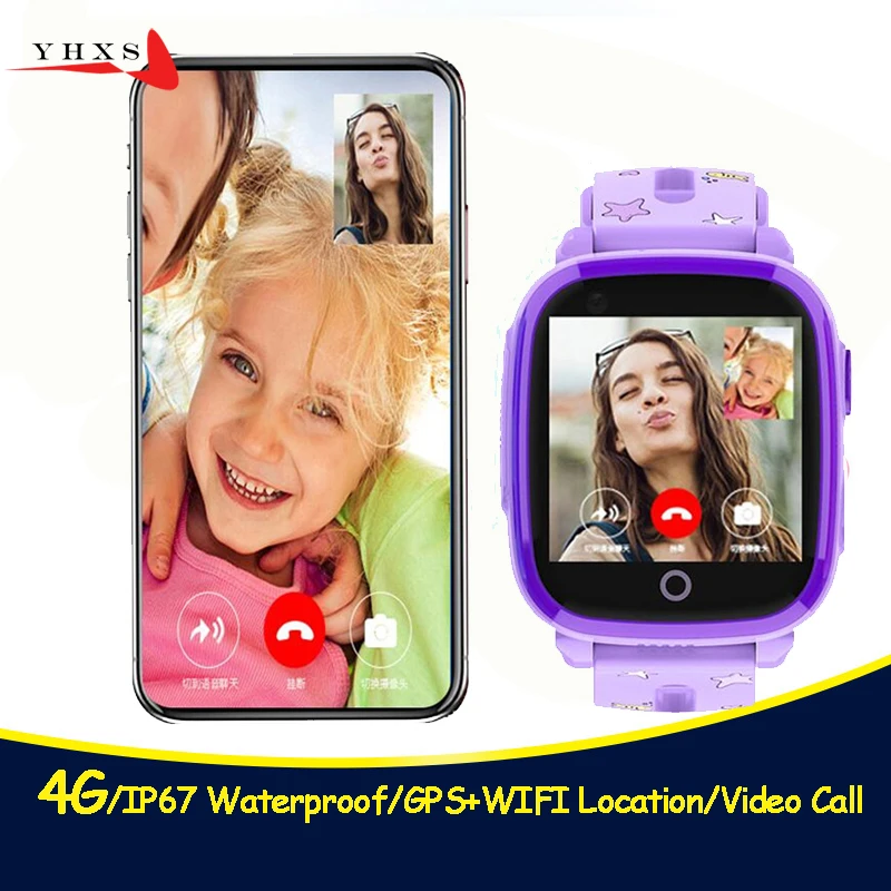 Водонепроницаемые Смарт часы IP67 с дистанционной камерой 4G GPS Wi Fi детские наручные