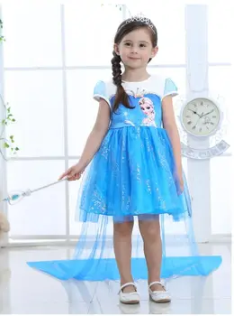 

Girls Embroidered Mesh Dress with cloak The Frozen Elsa Princess Dresses Christmas Evening Girl Costume flower girls dress 3-8Y