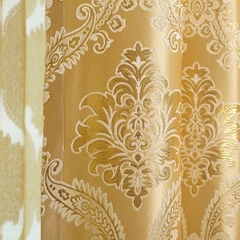 Плотность Золотой блестящий шелк жаккард Европейский Занавес отель ресторан спальня вилла окна украшения романтический простыня Cortinas JS07C - Цвет: color 3 cloth