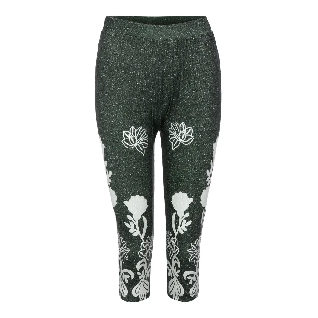 Pantalones Mujer модные женские брюки размера плюс цветочный принт эластичный пояс 3D обтягивающие брюки женские брюки Z4