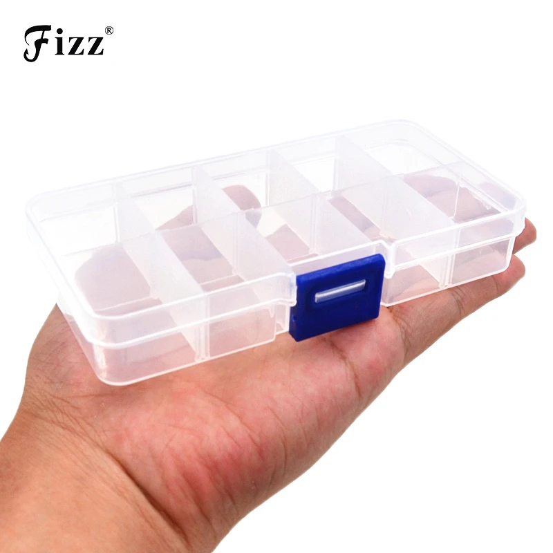 

1x10 Grids Fishing Tackle Box Fishing Lure Bait Fishhooks Lead Weight Connector Fishing Accessories Container Case 13x6x2cm