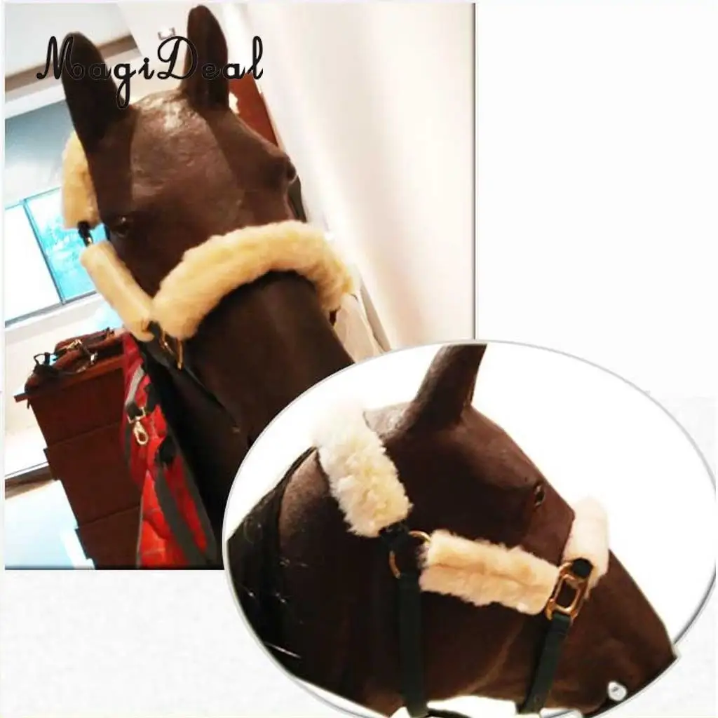 4pcs Soft Fleece Horse Noseband Cover Halter Protection Strap for Horse Crown Noseband Cheeks