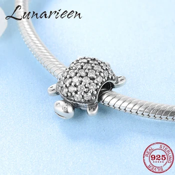 

Selling New 925 Sterling Silver Cute turtle shape white zircon beads Fit Original European Charm Bracelet Jewelry making