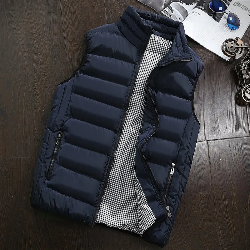 Mens Plus Size 5XL Vest Men New Stylish Spring Autumn Warm Sleeveless Jacket Men Winter Waistcoat Men's Vest Casual Coats - Цвет: Blue