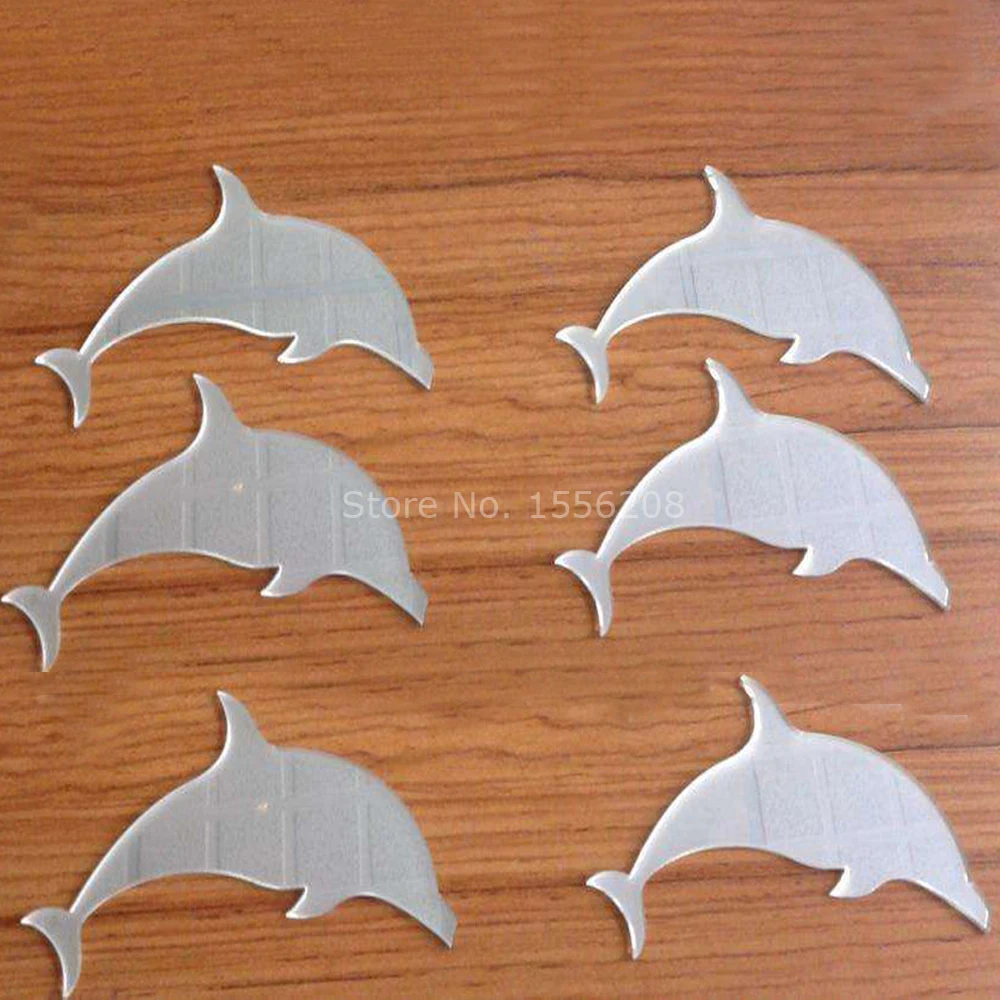 Dolphin форме 3D зеркало декоративная настенная наклейка акриловая рамка для зеркала наклейки для спальни гостиной 6 шт./лот