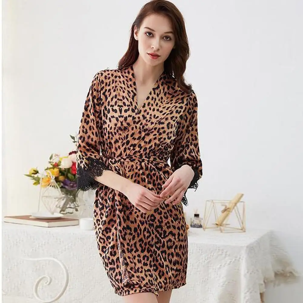 

Women's Satin Silk Woman Lace Robe Female Lace Bathrobe Womens Robes Sleepwear Ladies Sexy Robe For Women Drop Shipping 2019 New