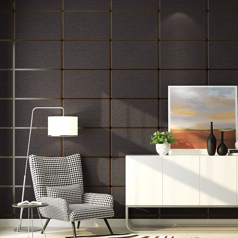 

Checkered Deerskin Wallpaper Modern Minimalist Living Room Non-woven Wallpaper Bedroom Imitation Soft Pack 3d Stripe Wallpaper