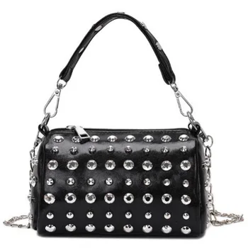 

New Fashion Handbags Trend Line Multi-Rivet Ladies Shoulder Bag Wild Messenger Bag