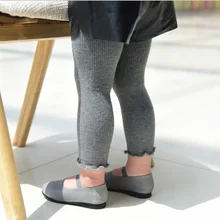 Милые детские леггинсы, брюки из чистого хлопкового трикотажа для малышей штаны для девочек колготки Весна Осень, полосатые трикотажные брюки-трико