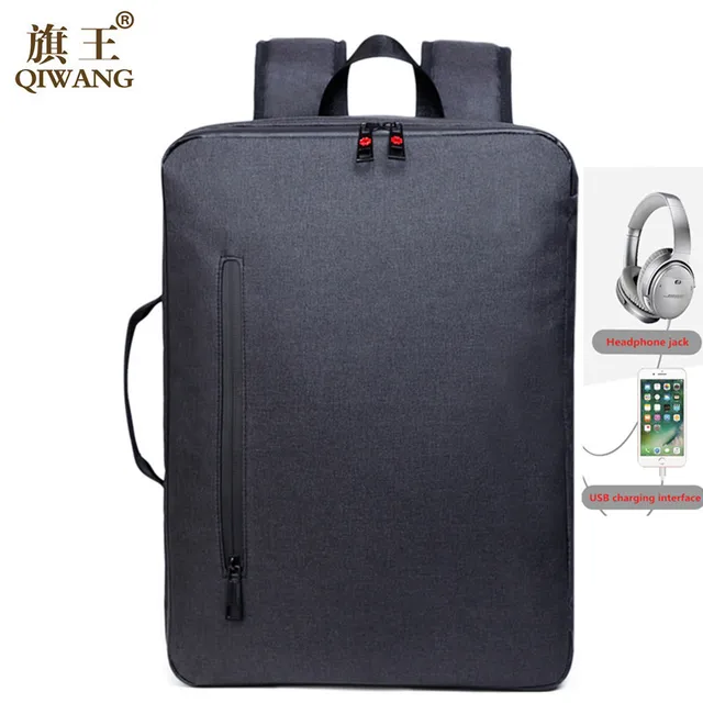 Qi Wang USB charging Men Large Capacity Laptop Backpacks