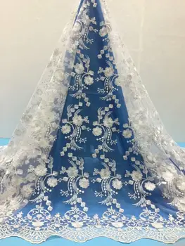 

African Lace Fabric 2019 High Quality Lace with Embroidered Nigerian Lace Fabric for Women White French Mesh Lace Fabric