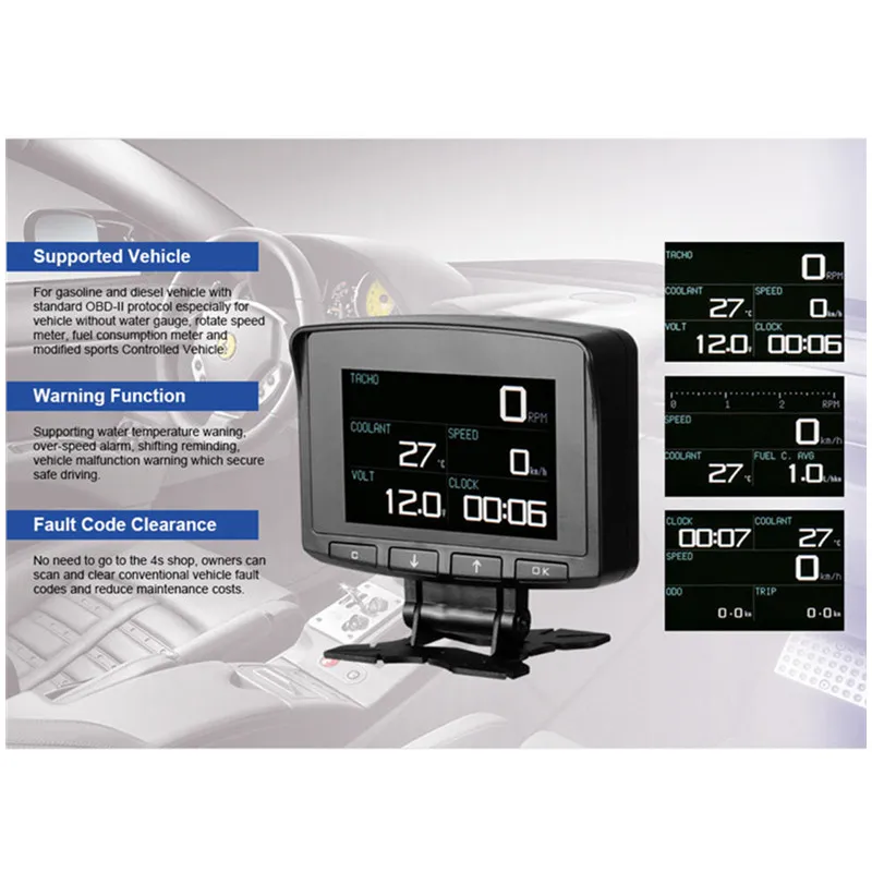 

ATOOL X50 PRO HUD OBD2 Car Display Speedmeter Speed Warning Fuel Consumption Data Water Temperature Gauge Auto Scanner