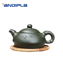 240 мл фиолетовая глина yixing чайник гравировка бамбуковые листья узор НЕОБРАБОТАННАЯ руда Minguo зеленый грязевой чайник Tie guan Yin дома посуда для напитков подарки