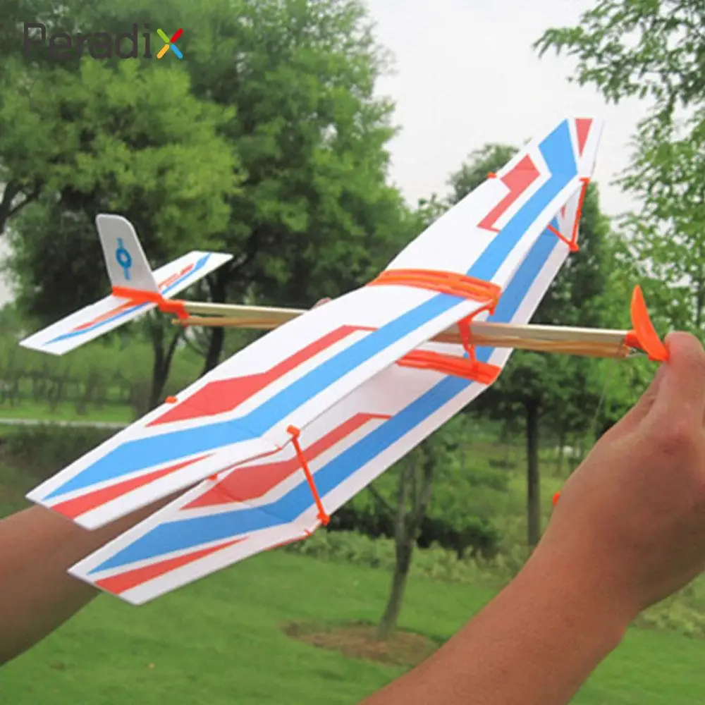 Peardix Elastic Flying Plane Elastic Powered Plane Glider Toy 50cm Foam