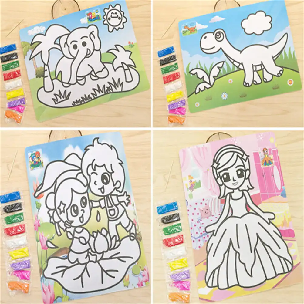 1 conjunto de brinquedo crianças brinquedos de desenho pintura de areia imagens criança diy artesanato educação brinquedo para meninos e meninas brinquedo
