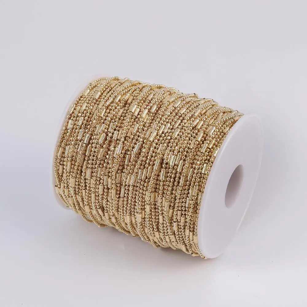 

2meters Plated Gold Metal Cylinder Beads Bulk Chains 1.5mm Copper Handmade Link Chains DIY European Jewelry Making Fine Necklace