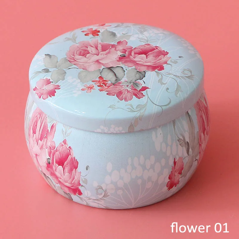 Коробка для конфет в форме барабана с изображением розового чайника, печенья, праздничные вечерние принадлежности, 1 шт., жестяная пластина, многофункциональный Декор для дома - Цвет: flower 01