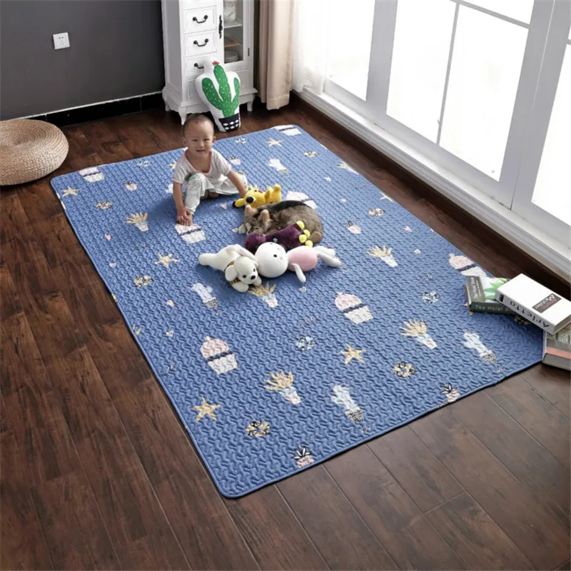 

Cotton fabric carpet bedroom coffee table bedside mat cotton crawling mat tatami rug anti-skid blanket machine washable