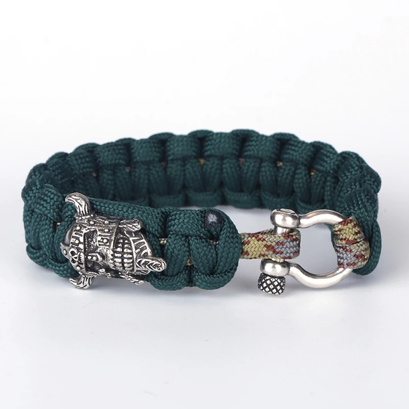 الظلام الأخضر نايلون paracord 550 الوحشي نمط عقدة مكرميه خوذة سحر d الحصان أحذية المشبك بقاء سوار الإسورة ل رجل