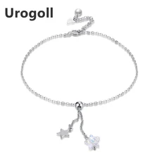 Ножные браслеты из чистого серебра 925 ювелирные изделия сверкающие звезды Кристалл женские браслеты для щиколотки стерлингового серебра 925 скользящий ювелирный браслет на лодыжку