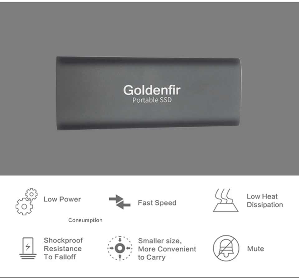Goldenfir длинный тип портативный ssd USB 3,0 1 ТБ внешний твердотельный накопитель