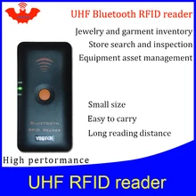 UHF RFID reader pocket portable handheld reader bluetooth connect to Mobile phone easy use small rfid tag scanner writer copier iso11785 84 fdx b pet microchip scanner animal rfid tag reader dog reader